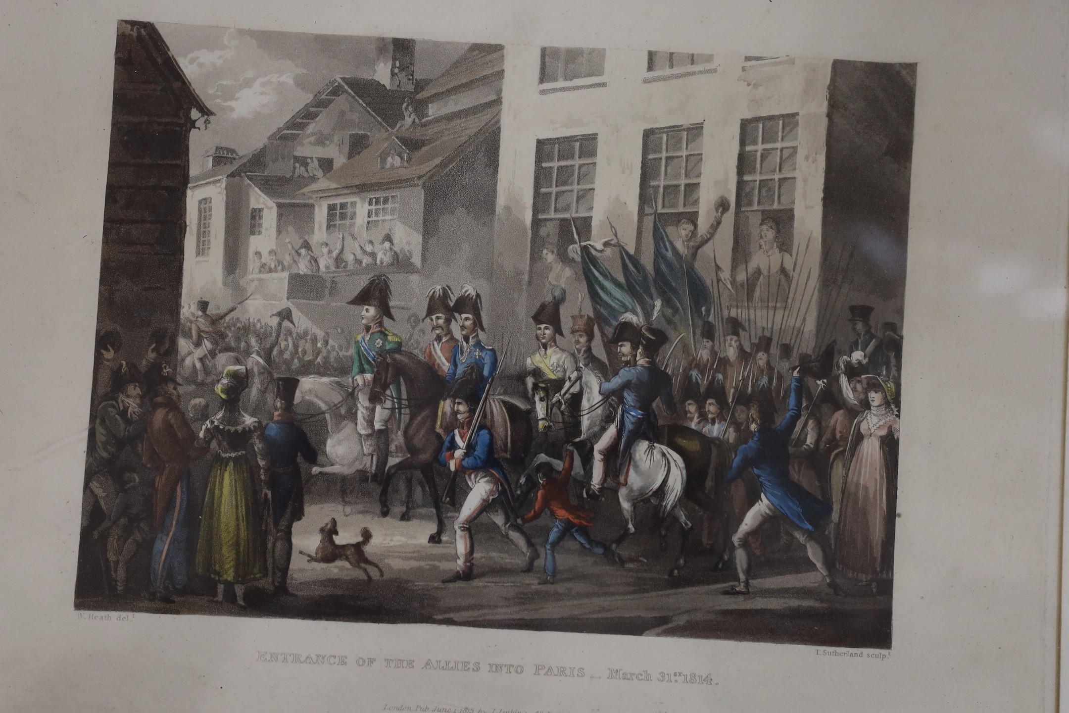 W Heath & T Sutherland, a set of five Napoleonic wars aquatints